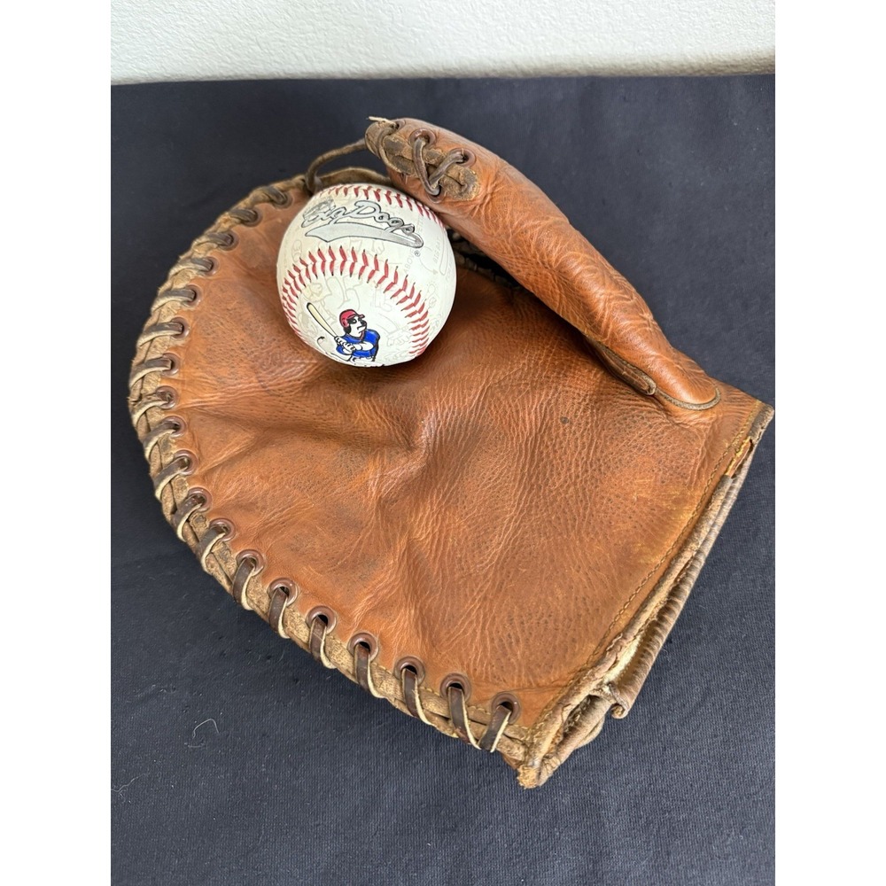 Vintage Hard Leather Baseball Glove Mitt OK MFG Co ADA Ohio 046